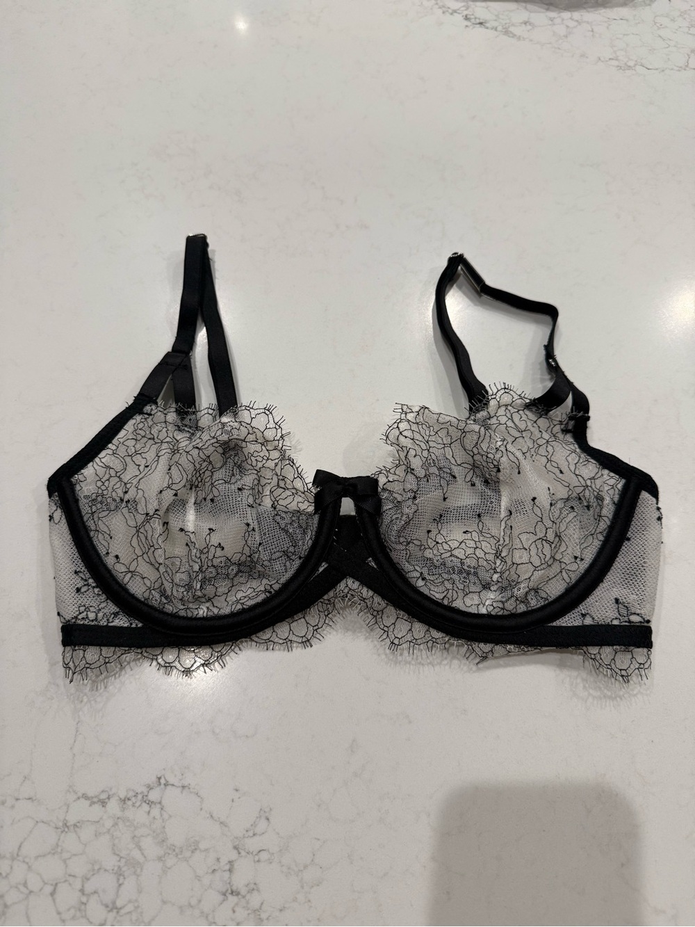 Victoria's Secret Black Sheer Floral Lace Underwire Bra